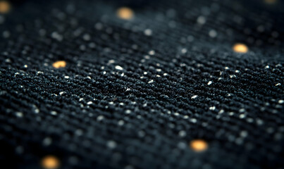 Poster - Close-up of textured fabric with golden dots against a dark background.