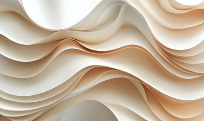 Poster - Abstract waves of cream and beige paper create a textured, flowing design.