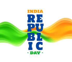 Wall Mural - happy republic day holiday background with wavy tricolor flag