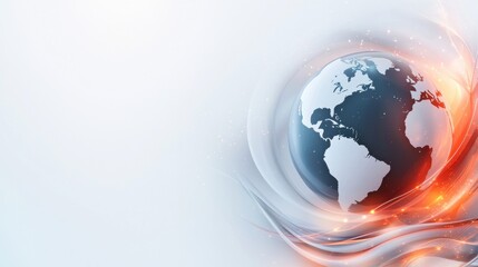 Poster - Abstract swirling background with planet Earth and glowing light effects for digital design