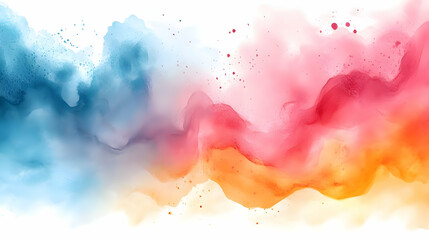 Poster - Abstract watercolor blend of blue, pink, and yellow hues creating a vibrant, flowing design.