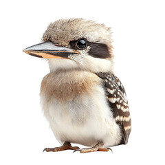 front view full body shot of an extremely perfect looking single kookaburra bird isolated on a white