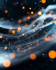 Poster - Abstract Light Patterns with Glowing Particles in Dark Background for Creative Projects