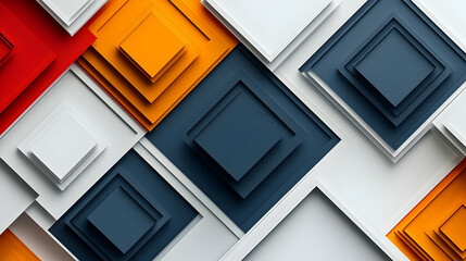 Poster - Abstract geometric design featuring layered squares in various colors.