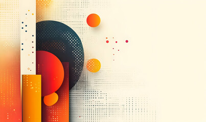 Poster - Abstract design featuring geometric shapes in warm colors and a textured background.