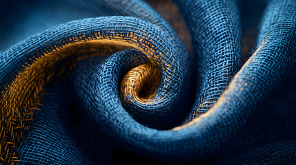 Poster - A close-up of a spiraled blue fabric, showcasing texture and color contrast.