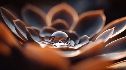 Wall Mural - Close-up of water droplet on succulent.