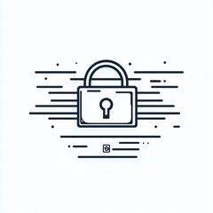 Poster - Simple line art padlock icon, security concept.