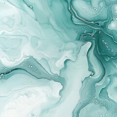 Wall Mural - modern abstract design, cool shades of mint green and icy white blending seamlessly with gentle past