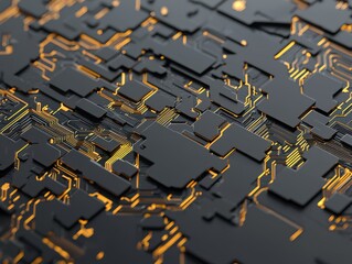 Poster - Blockchain technology circuit patterns digital design high-tech environment close-up viewpoint future innovation
