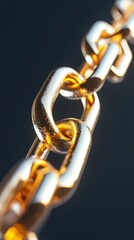 Poster - Blockchain technology chain links studio setting stock photo close-up view digital innovation concept