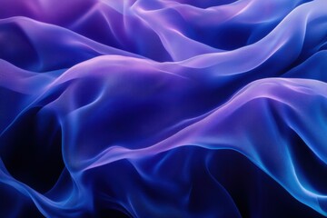 Poster - Colorful flowing fabric creating an abstract pattern of waves with shades of purple and blue