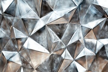 Poster - Metallic geometric pattern with a reflective surface showcasing intricate facets and textures