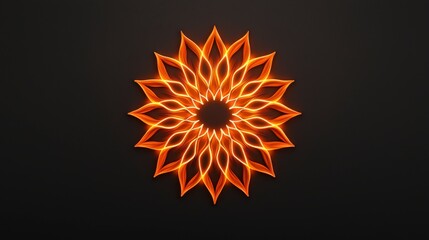 Poster - Vibrant Abstract Orange Flower Design on Dark Background for Creative Projects