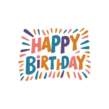 Colorful Happy Birthday typography vector illustration