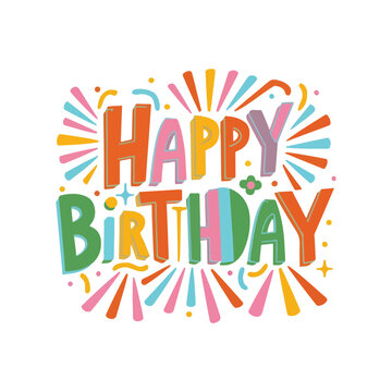 Colorful Happy Birthday typography vector illustration