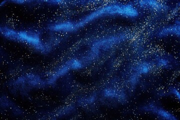 Poster - Dark blue cosmic background with shimmering stars against a textured canvas