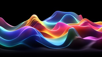 Wall Mural - vibrant, colorful, abstract 3d rendered wave landscape.