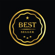 © Iwan - gold color Best seller Decorated Seal Stamp Icon Hand Drawn Label Design Vector Graphic Stock Illustration