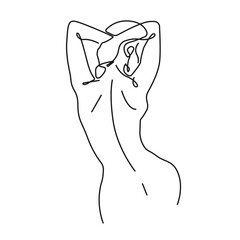 Wall Mural - Abstract Woman Body Continuous One Line Drawing. Female Figure Creative Contemporary Abstract Drawing. Beauty Fashion Female Body, Vector Minimalist Art for Fashion Design, Wall Art, Prints, Posters