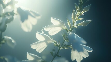 Wall Mural - Sunlit white flowers backlit, soft focus.