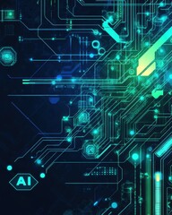 Poster - Abstract Futuristic Circuit Board Technology Design