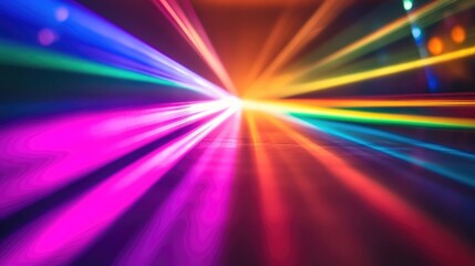 Poster - Colorful rainbow light beams emerging from prisms creating a striking display of scattered rays and vibrant hues