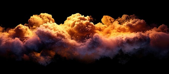 Poster - colorful and dynamic cloud formation on a dark background with ample space for text overlay or artis