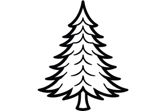 Pine Tree line art vector illustration