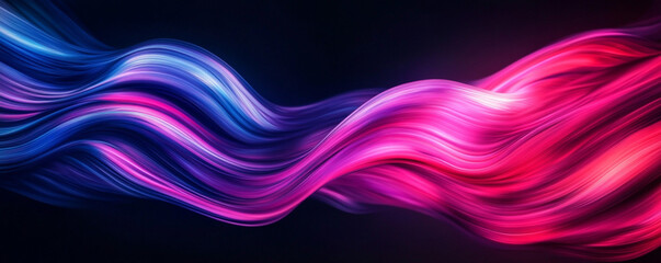 Wall Mural - Vibrant magenta and cyan streaks against a deep black backdrop