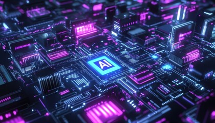 Poster - AI Integrated Circuit Board Futuristic Technology Design