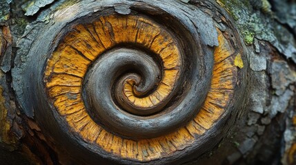 Poster - intricate close-up of a spiraled tree bark texture highlighting nature's unique patterns and colors