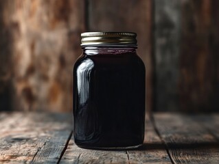 Canvas Print - Liquid in a jar on a wooden table