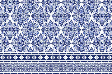  blue seamless floral pattern with arabesque borders for bohemian textile prints vintage wallpaper elegant summer fashion designs and decorative carpet motifs