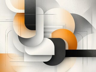 Poster - Abstract Geometric Composition with Soft Curves, Warm Hues and Textured Background