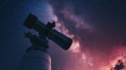 Poster - An elegantly set up astronomy observatory and stargazing deck, Telescopes and star charts for celestial observations, Astrophotography style