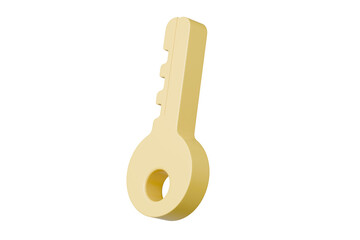 Poster - 3D Key with a simple round design. Lock security and safety concept. Minimal Cartoon shiny orange cartoon key car with round minimal design icon. Isolated on transparent background, PNG. 3d render.