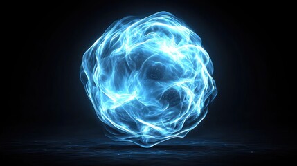 Poster - Dynamic energy sphere digital realm 3d render dark environment abstract conceptual visualization