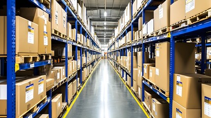 Poster - Efficient warehouse management organizing inventory in industrial storage space