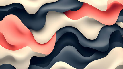 Poster - A wavy abstract design featuring soft colors and flowing shapes.