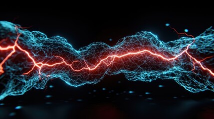 Poster - Dynamic electric arc display virtual environment digital art dark atmosphere abstract concept