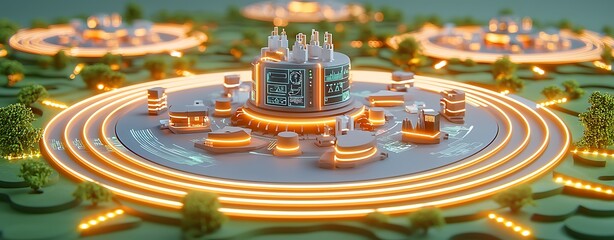Poster - Energy Monitoring Double Exposure, Futuristic Double Exposure Design Concept of Remote Energy Monitoring Systems with Innovative Technology and Modern Aesthetic Elements