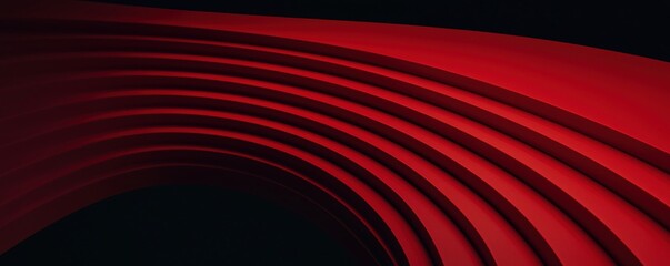 Wall Mural - Burnout recovery energy concept. Curved red lines on a black background creating a modern abstract design.