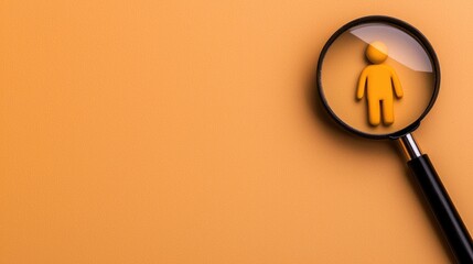 Poster - Analyzing human figures through magnifying glass studio photography minimalist close-up perception concept