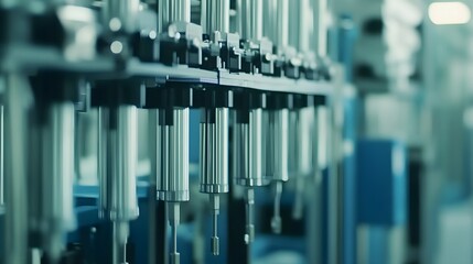 Poster - Manufacturing process automation industrial facility close-up shots high-tech environment dynamic viewpoint