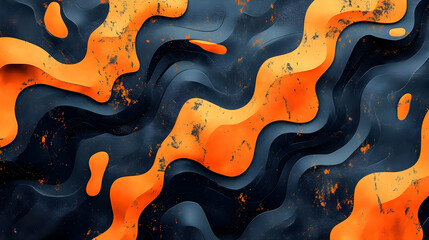 Poster - Abstract design featuring waves of orange and black, creating a dynamic visual effect.