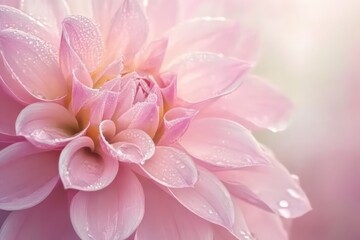 Wall Mural - A closeup macro shot of a vibrant pink Colorado dahlia in full bloom with intricate petal details.