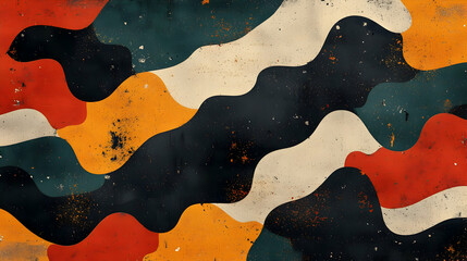 Poster - Abstract wavy pattern with vibrant colors and textures.