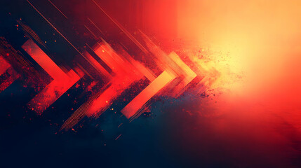 Poster - Abstract graphic with dynamic arrows and vibrant colors suggesting motion and energy.