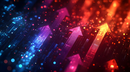 Poster - A vibrant, abstract representation of upward arrows symbolizing growth and progress.